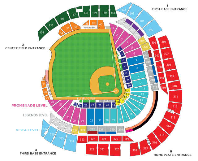 Marlins Park seating chart