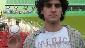 Ben holding up one of the first balls.