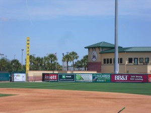 Marlins clubhouse behind left field fence