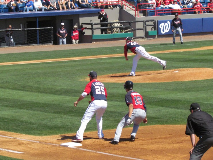 Ross Detweiler pitches in the first inning