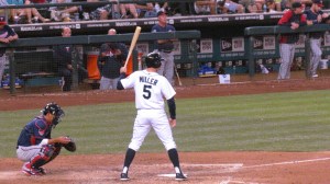 Brad Miller batting one hand on bat