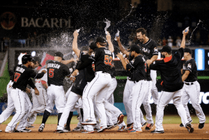 Marlins walk off on Baker's hit