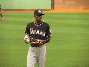 Dee Gordon warming up