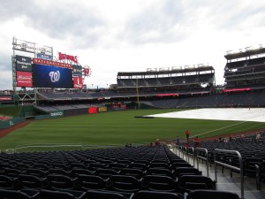 Tarp over the field at Nats Park